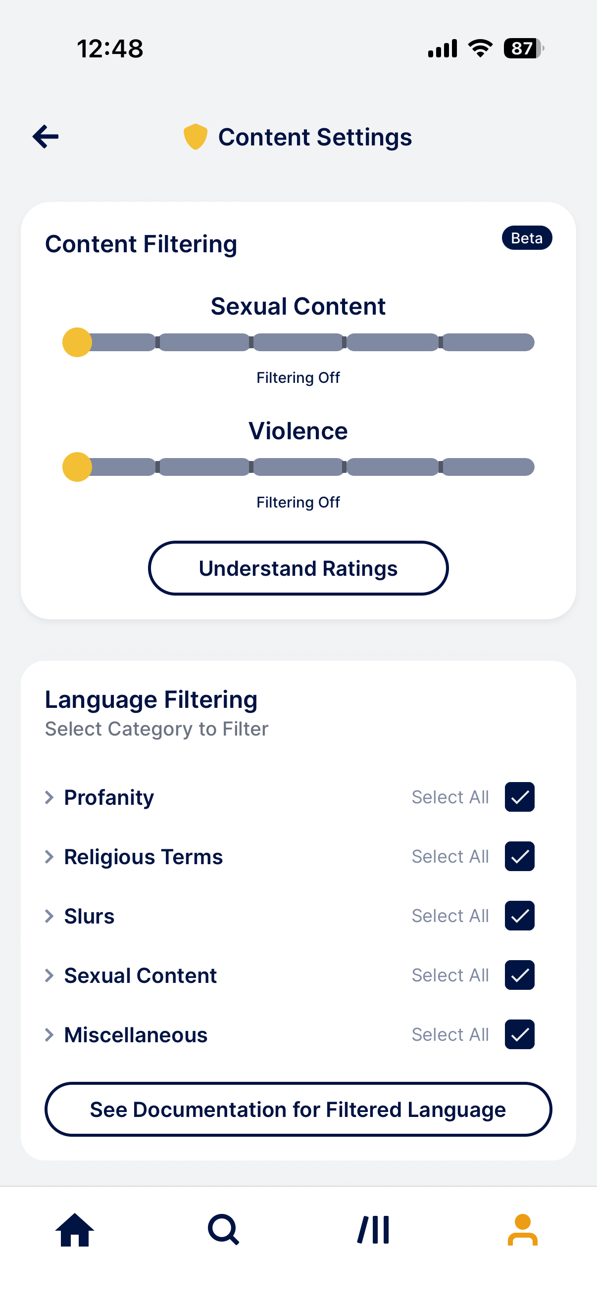 Content Settings